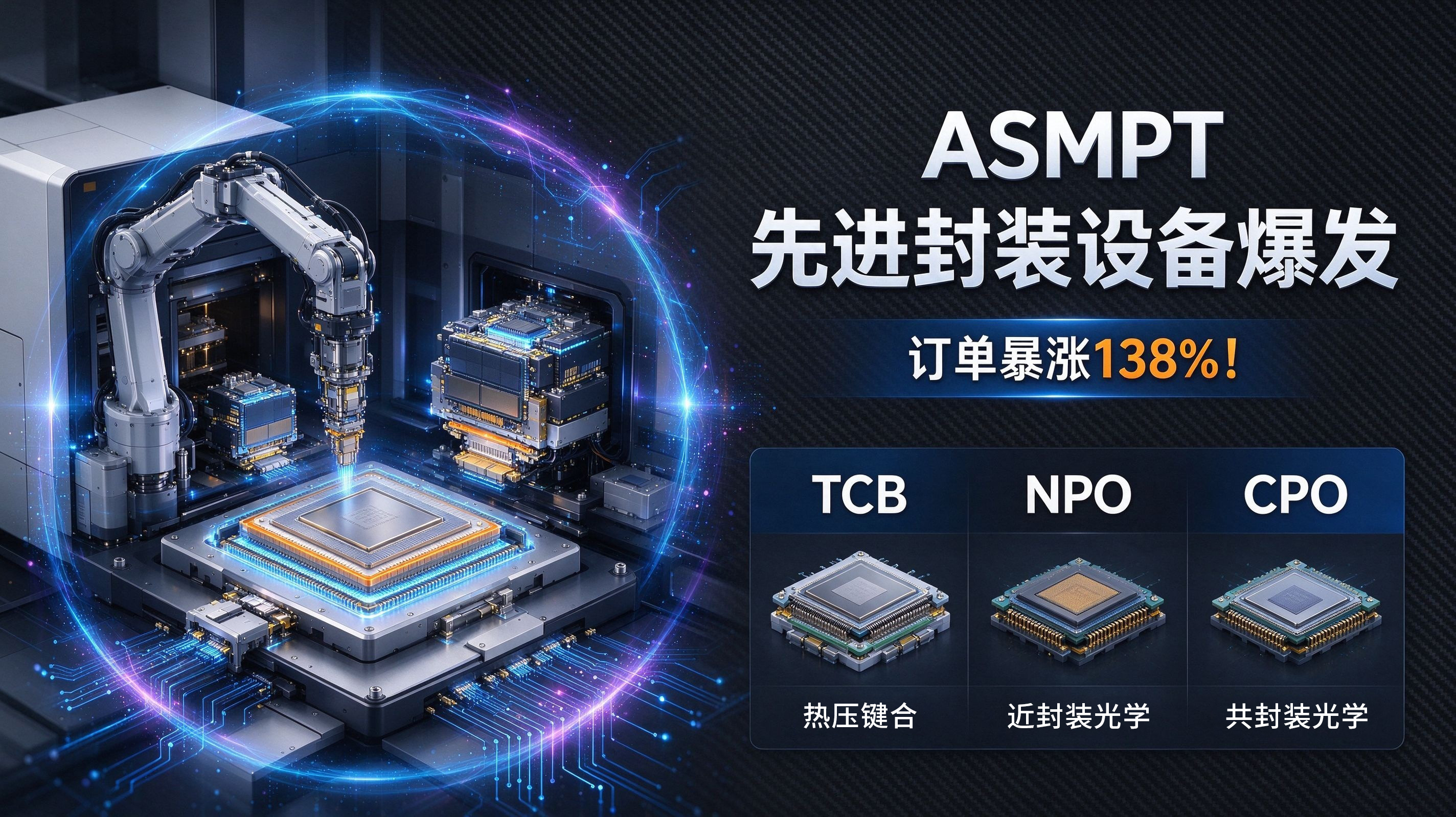订单暴涨138%!ASMPT先进封装设备爆发,TCB、NPO、CPO三线发力