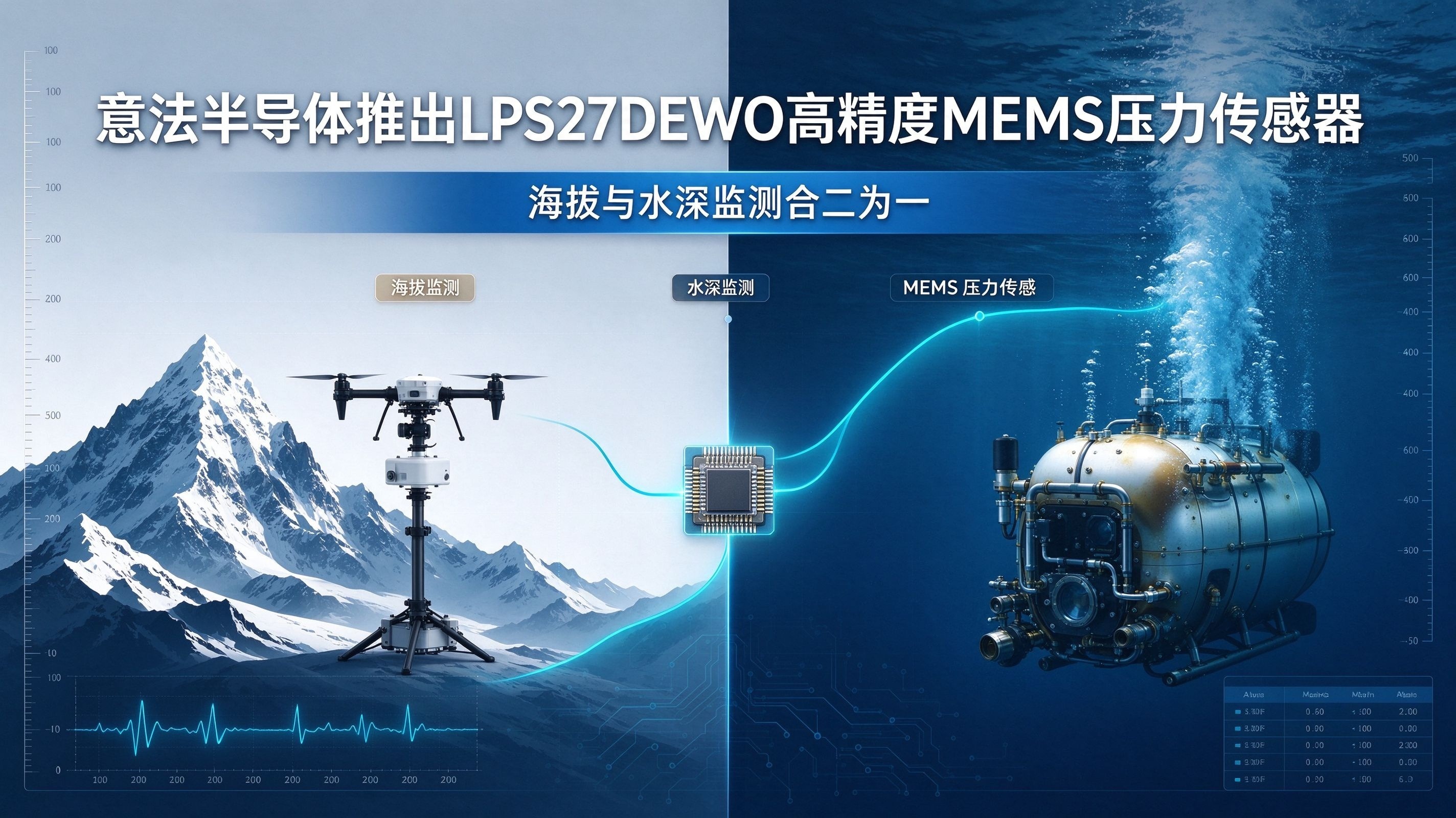 意法半导体推出LPS27DEWO高精度MEMS压力传感器,海拔与水深监测合二为一