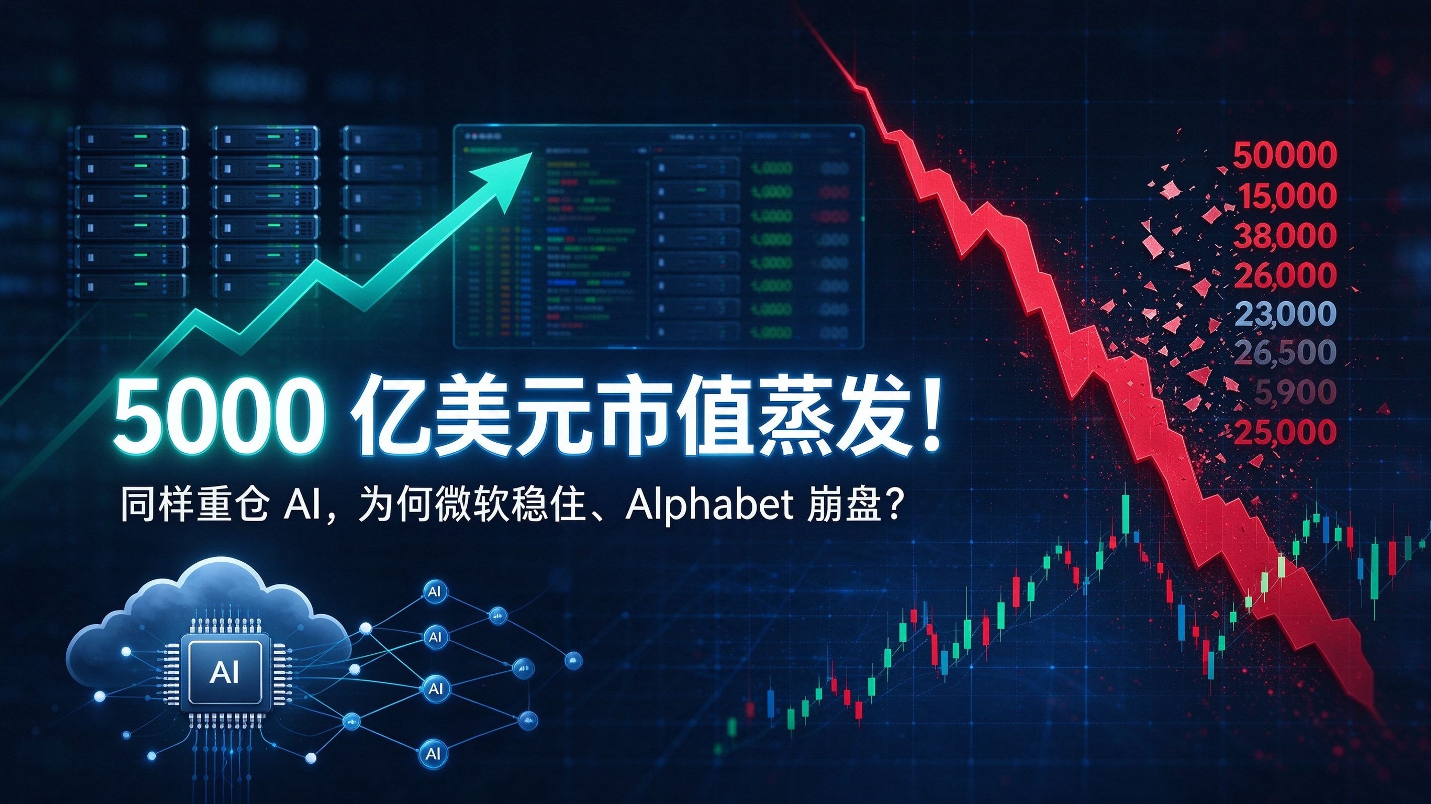 5000亿美元市值蒸发!同样重仓AI,为何微软稳住、Alphabet 崩盘?